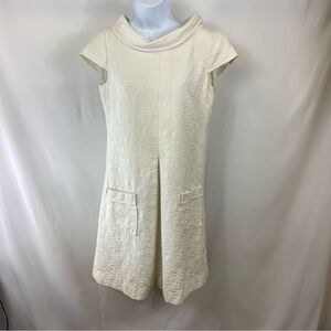ETCETERA White Pleated Collared Dress Size 6